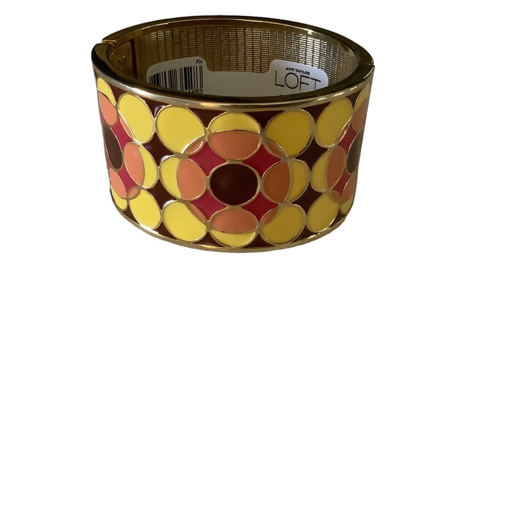 Ann Taylor loft vintage mod enamel clamper bracelet multicolored